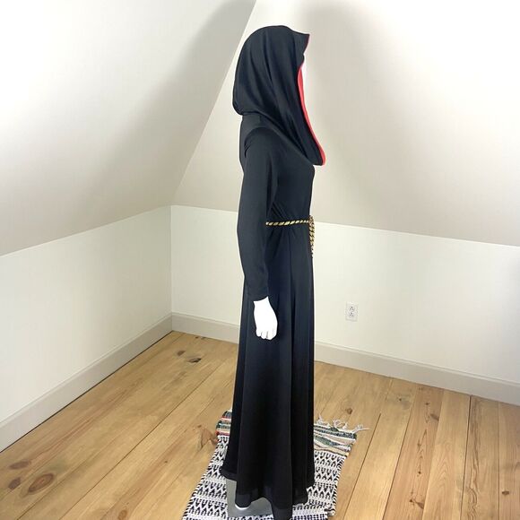Vintage 70s Hooded Maxi Dress Caftan Cult Gown Cowl Neck M/L/XL Hood Boho Hippy - Picture 10 of 14
